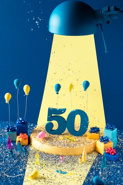 Arrangement festif du 50e anniversaire avec des ballons