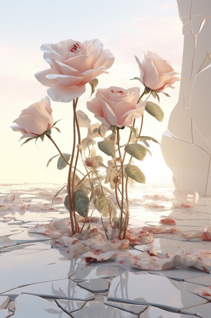 Arrangement de fleurs de rose en 3D