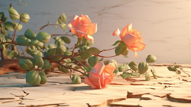 Photo gratuite arrangement de fleurs de rose en 3d