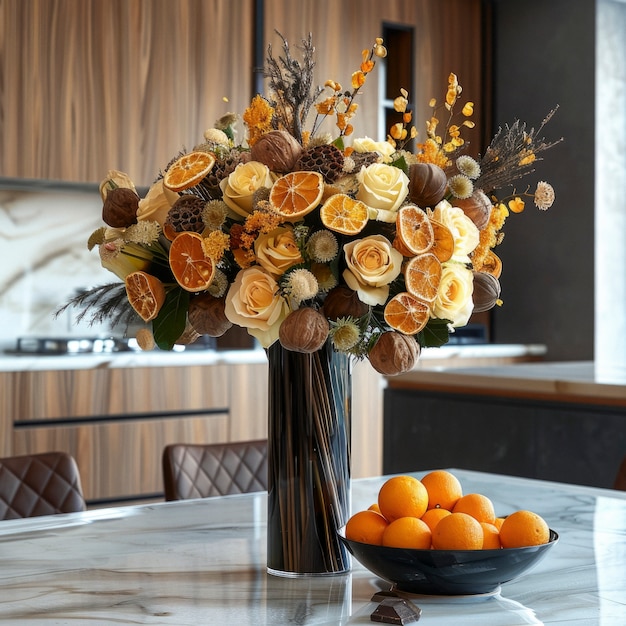 Photo gratuite arrangement avec des fruits et légumes secs décoratifs