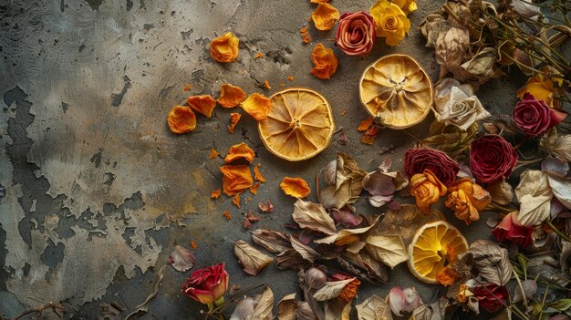 Photo gratuite arrangement avec des fruits et légumes secs décoratifs