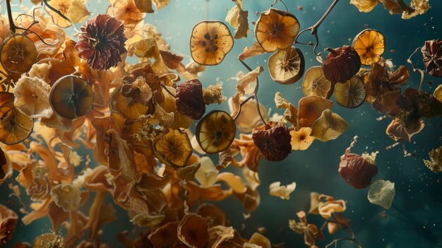 Photo gratuite arrangement avec des fruits et légumes secs décoratifs