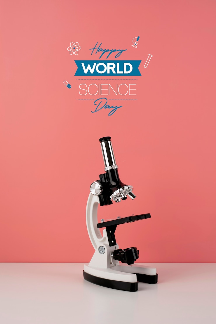 Photo gratuit arrangement de la journée mondiale de la science avec microscope