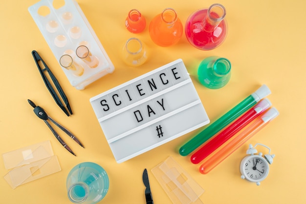 Arrangement de la journée mondiale de la science vue de dessus