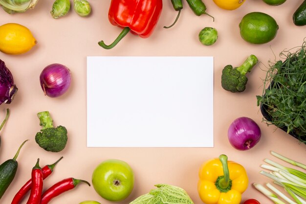 Arrangement de légumes vue ci-dessus