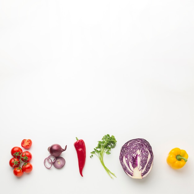 Arrangement de légumes vue de dessus