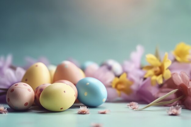 Arrangement d'oeufs décoratifs de Pâques