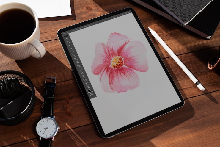 Photo gratuit arrangement d'outils illustrateurs nature morte