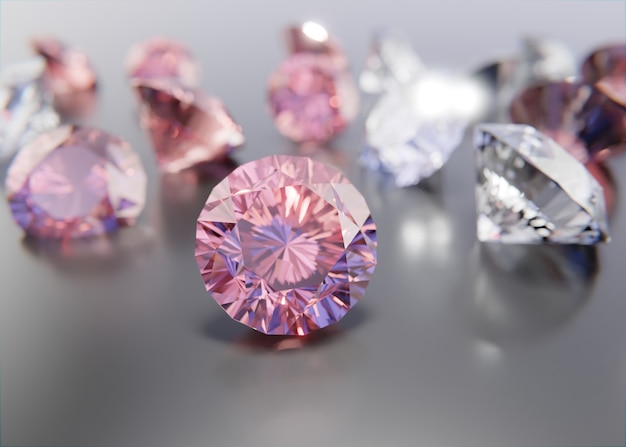 Arrangement de précieux diamants roses