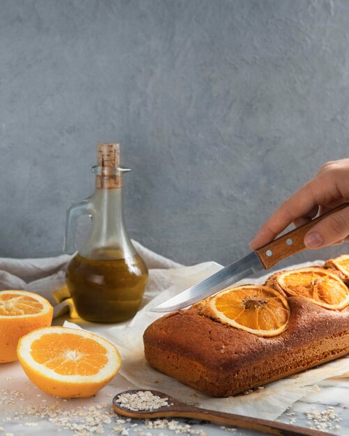 Photo gratuite arrangement de recette saine avec des oranges