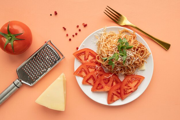 Arrangement de repas délicieux à plat