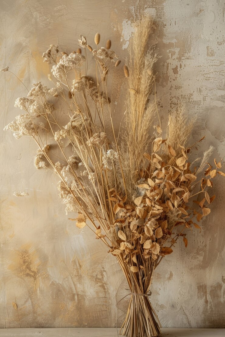 Photo gratuit un arrangement de rêve décoratif avec des fleurs séchées