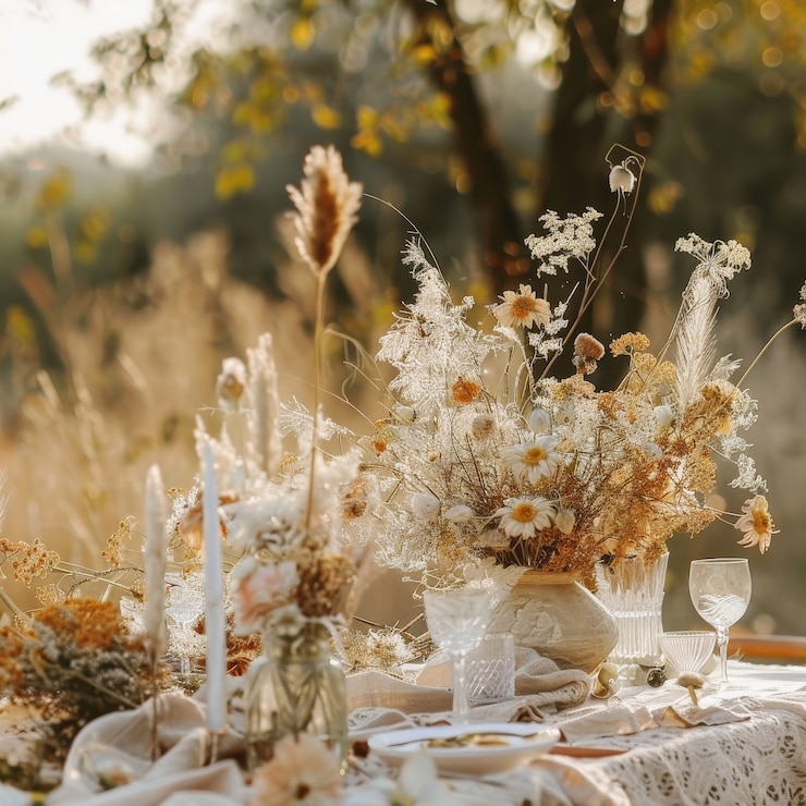 Photo gratuit un arrangement de rêve avec des fleurs séchées décoratives