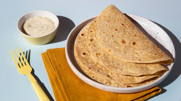 Arrangement de roti délicieux indien