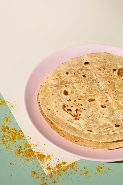 Arrangement de roti délicieux indien