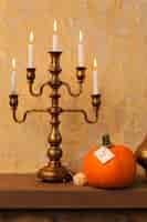 Photo gratuite arrangement de thanksgiving avec des bougies