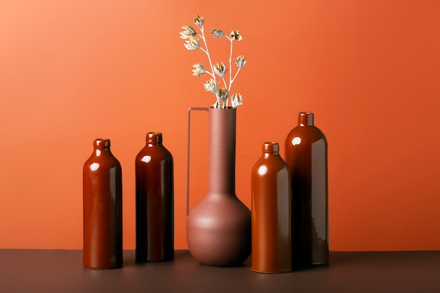 Photo gratuite arrangement de vases modernes brillants