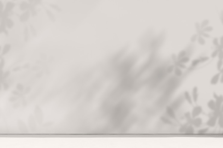Photo gratuit arrière-plan du produit avec une pièce blanche vide et une ombre de fleurs