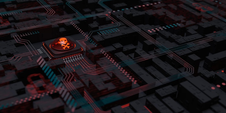 Photo gratuit arrière-plan du système compromis par le piratage de l'illustration 3d