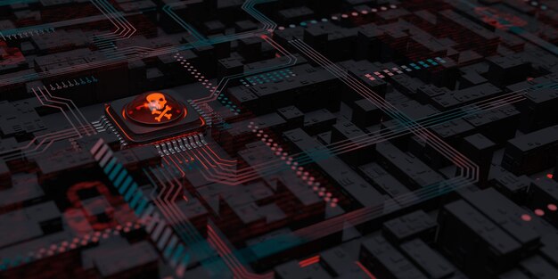 Arrière-plan du système compromis par le piratage de l'illustration 3d