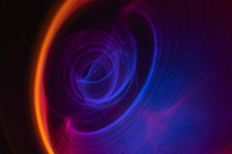 Photo gratuit arrière-plan esthétique avec effet de lumière néon abstrait
