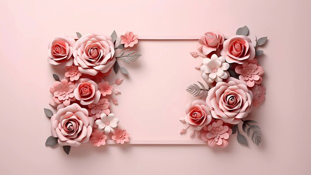 Arrière-plan de fleurs de rose 3D avec espace de copie
