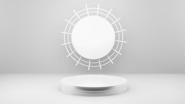 Arrière-plan de forme géométrique dans la maquette minimaliste de la salle de studio blanche et grise pour l'affichage du podium ou