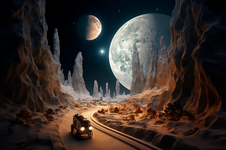 Photo gratuit arrière-plan futuriste de la lune