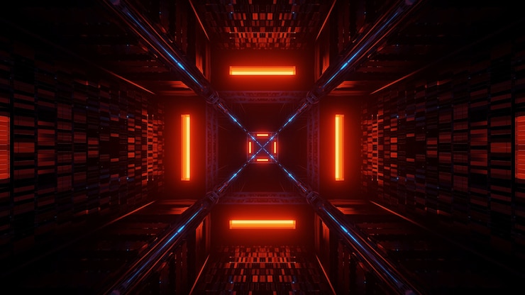 Photo gratuit arrière-plan futuriste avec des néons abstraits colorés et brillants