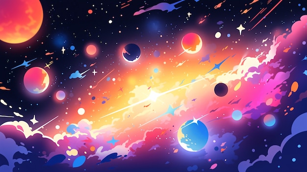 Photo gratuite arrière-plan de la galaxie de style anime