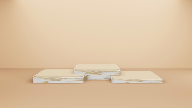 Photo gratuite arrière-plan géométrique en forme de cylindre dans la maquette minimaliste de la salle de studio blanc et or pour l'affichage du podium ou le rendu 3d de la vitrine