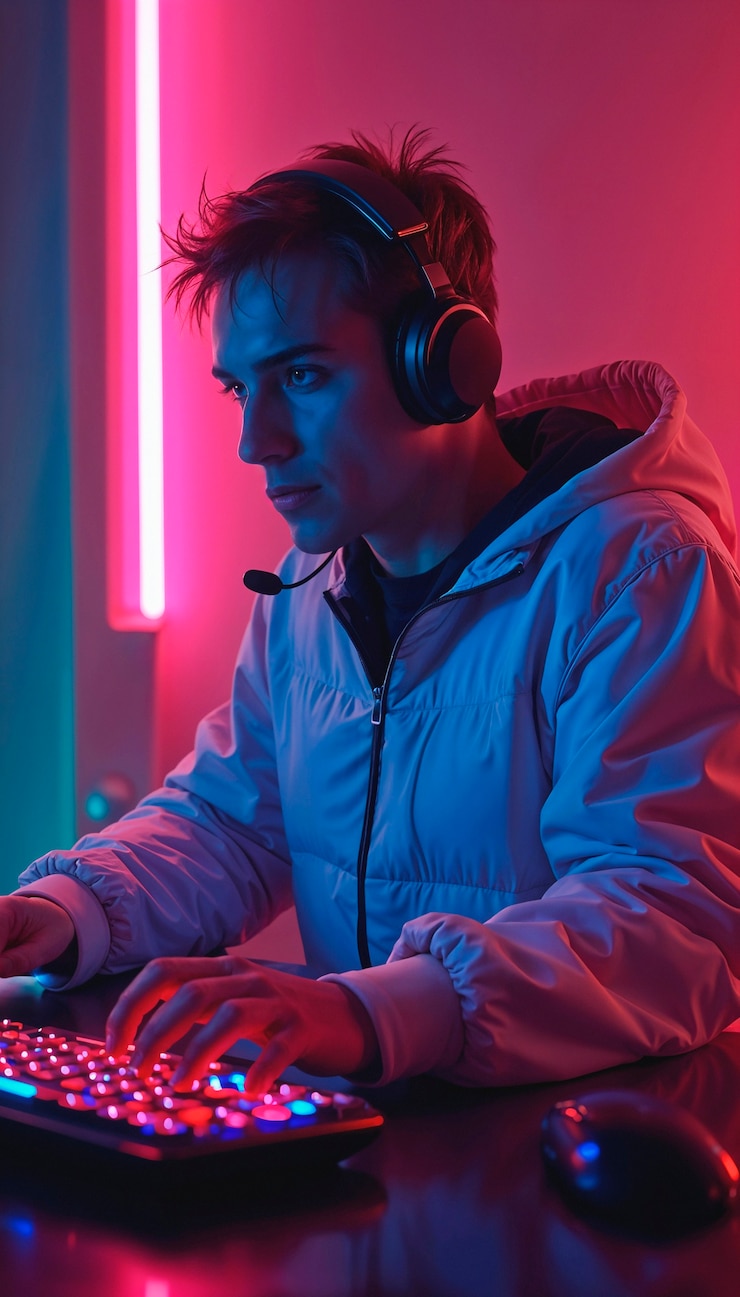 Photo gratuit arrière-plan de jeu au néon