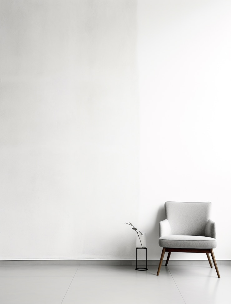 Photo gratuit arrière-plan avec des murs et des meubles blancs simples