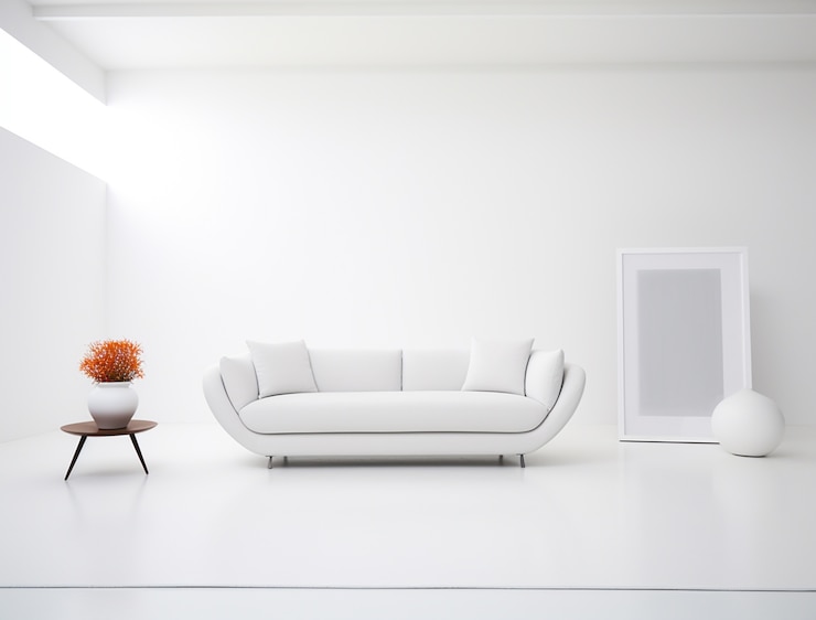 Photo gratuit arrière-plan d'une pièce avec une décoration intérieure et des murs blancs