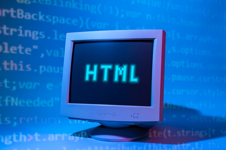 Photo gratuit arrière-plan de programmation avec texte html