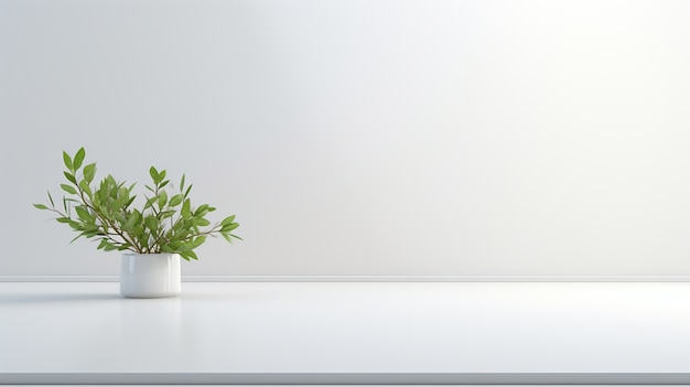 Photo gratuite arrière-plan avec de simples murs blancs et une plante