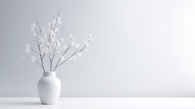 Arrière-plan avec de simples murs blancs et une plante