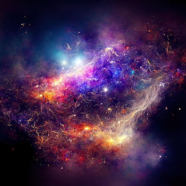 Arrière-plan spatial avec de la poussière d'étoiles et des étoiles brillantes cosmos coloré réaliste avec des nébuleuses et la voie lactée