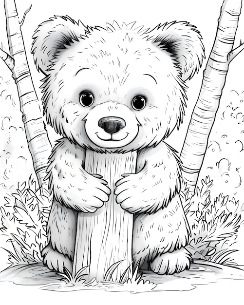 L'art en ligne monochrome de l'ours illustration de la page de coloration