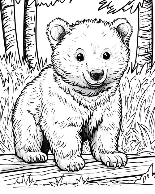 L'art en ligne monochrome de l'ours illustration de la page de coloration