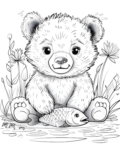 L'art en ligne monochrome de l'ours illustration de la page de coloration