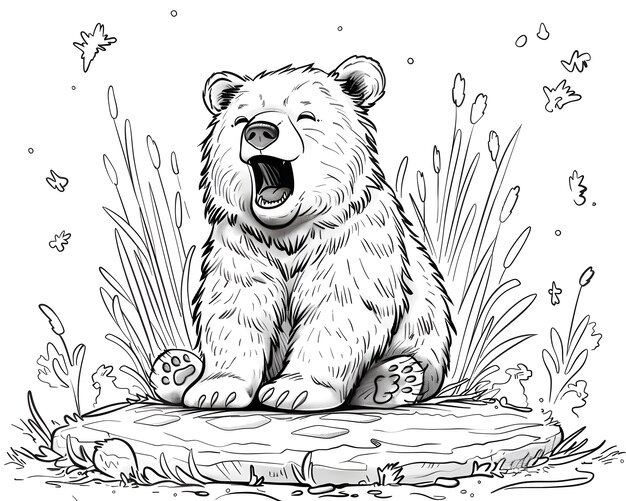 L'art en ligne monochrome de l'ours illustration de la page de coloration