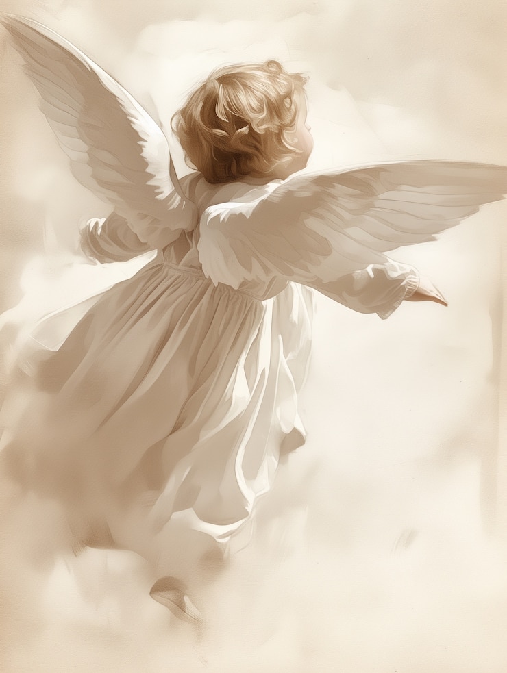 Photo gratuit art numérique d'ange baroque vintage