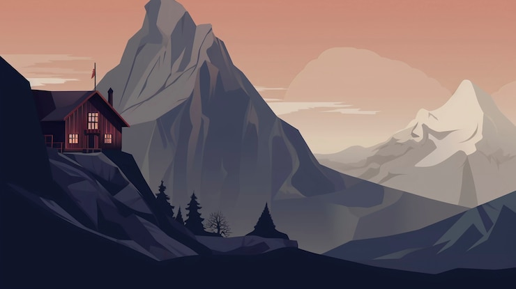 Photo gratuit l'art numérique de belles montagnes