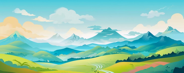 Photo gratuit l'art numérique de belles montagnes