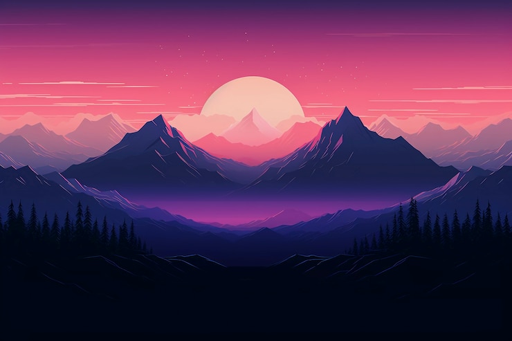 Photo gratuit l'art numérique de belles montagnes