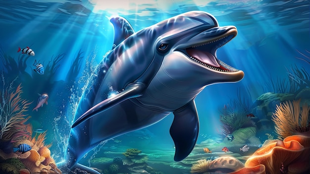 Photo gratuite l'art numérique des dauphins