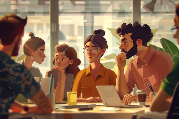 Photo gratuit l'art numérique de l'équipe de travail