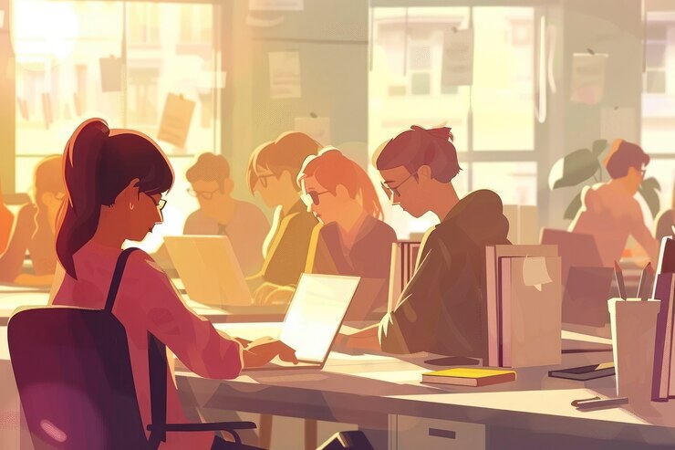 Photo gratuit l'art numérique de l'équipe de travail