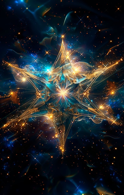 Photo gratuite art numérique illustration d'une étoile cosmique